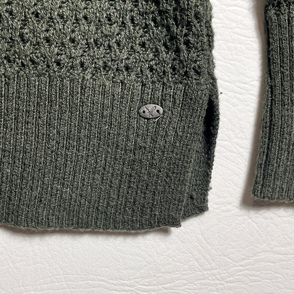 American Eagle Outfitters Green V-Neck Sweater Y2K Textured Knit Small - Picture 4 of 8